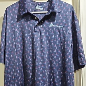 Champion Men's Patterned Navy Polo Shirt